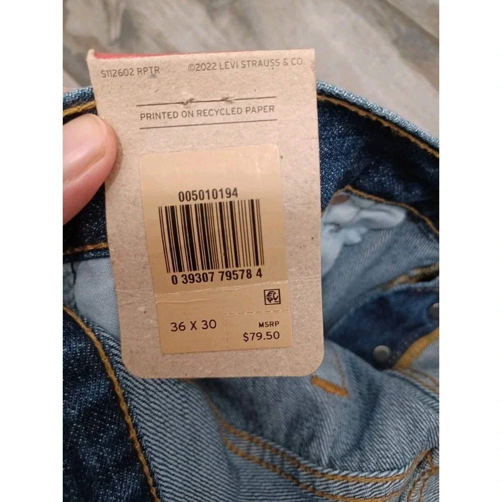Levis 501 Original Cotton Mens Jeans 36x30 Dark Blue